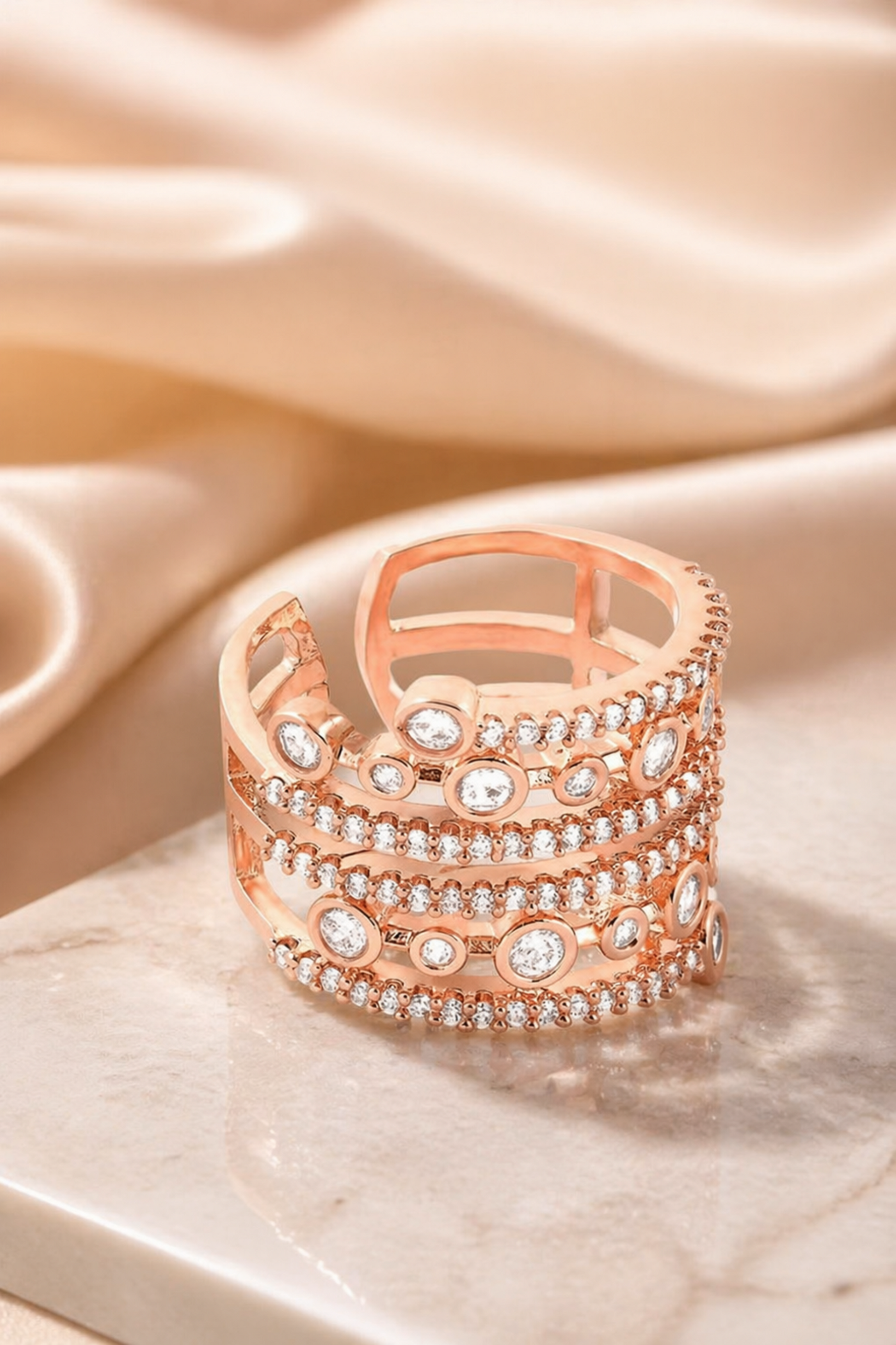luxury wide band rose gold ring design
