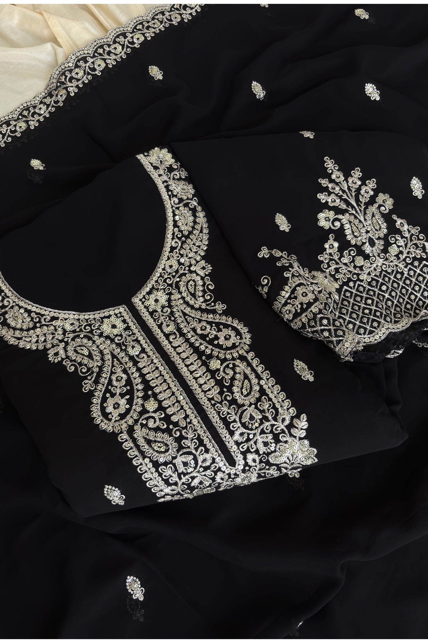georgette-with heavy thread sequin embroidery work