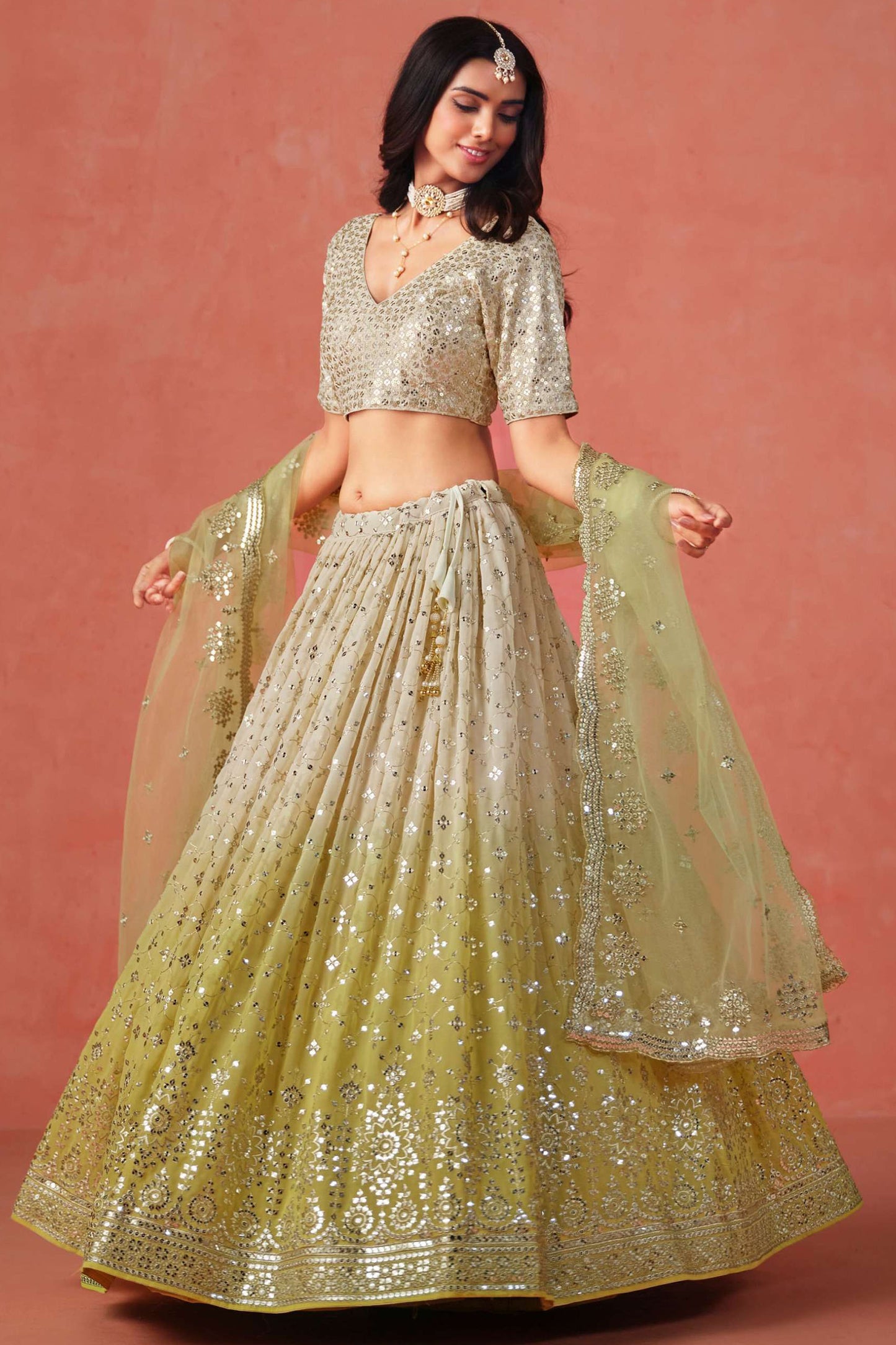 wedding gown petticoat inspired lehenga detailed embroidery shot