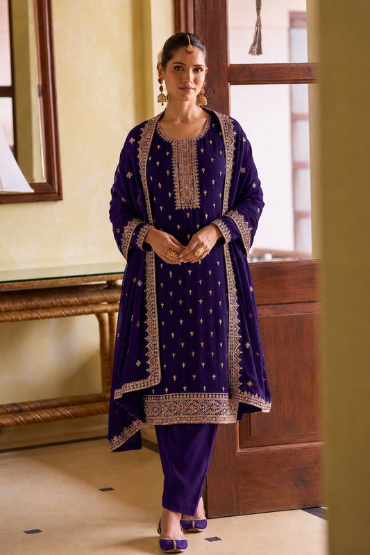 Traditional embroidery work on ready to wear salwar outfit