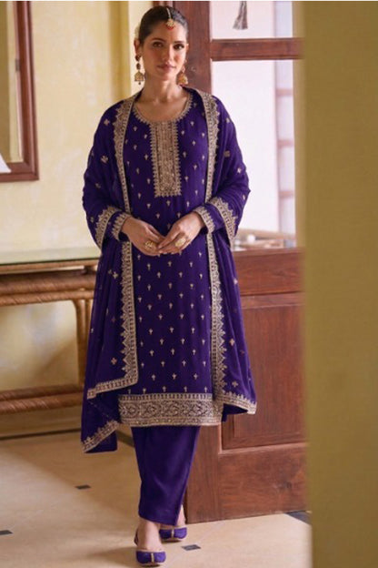 Traditional embroidery work on ready to wear salwar outfit