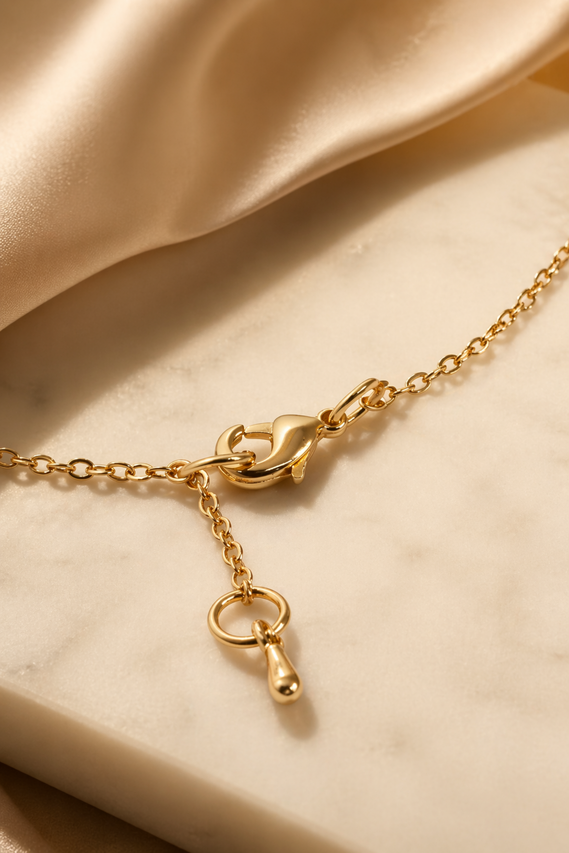gold chain anklet close up
