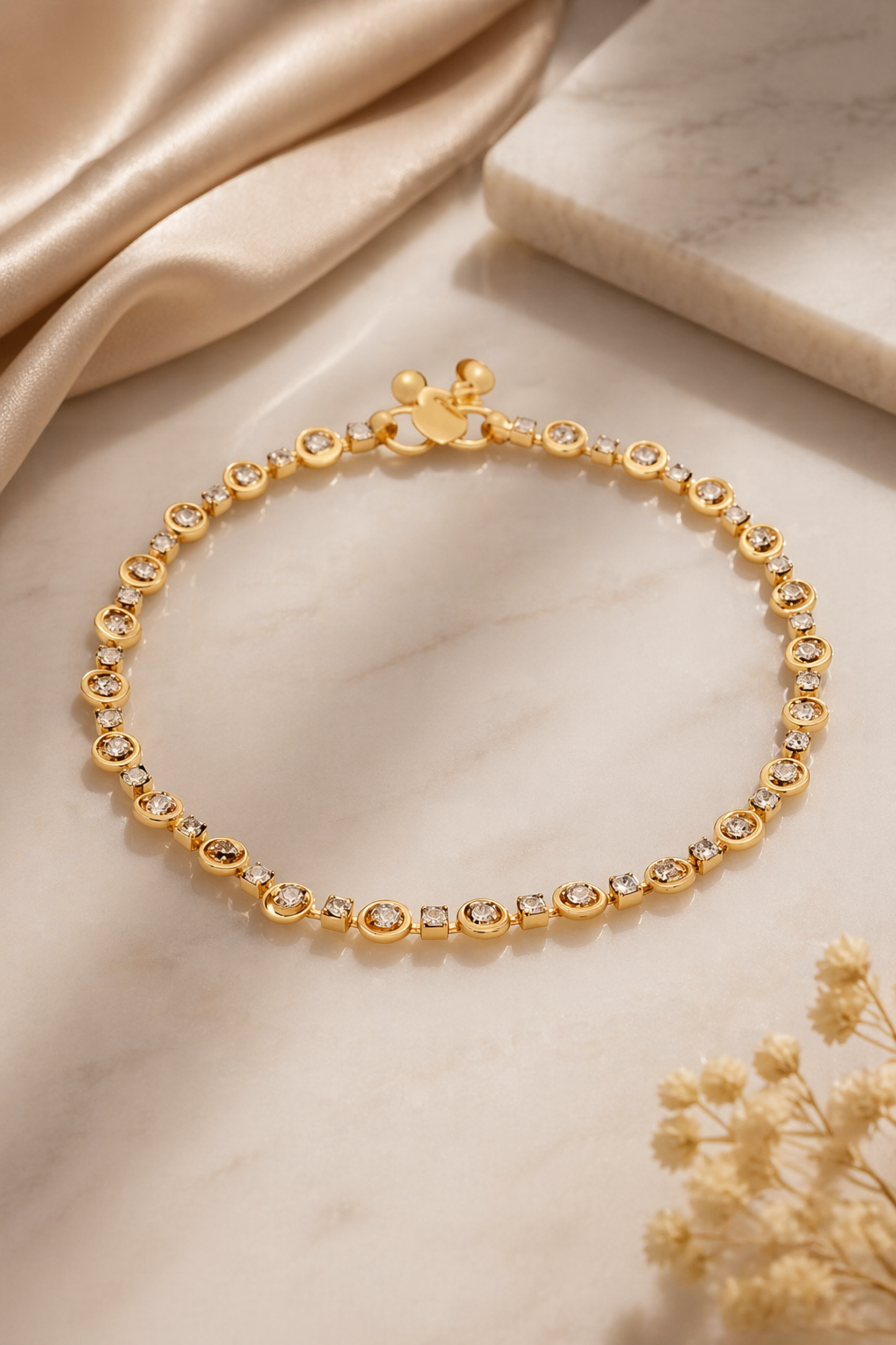 minimal tennis style anklet jewelry

