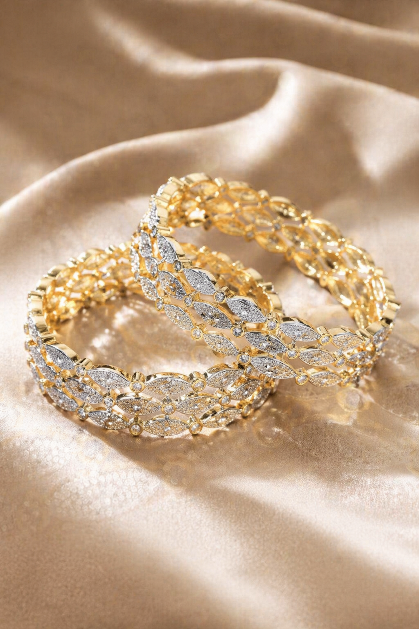gold bangle with raised segmented design