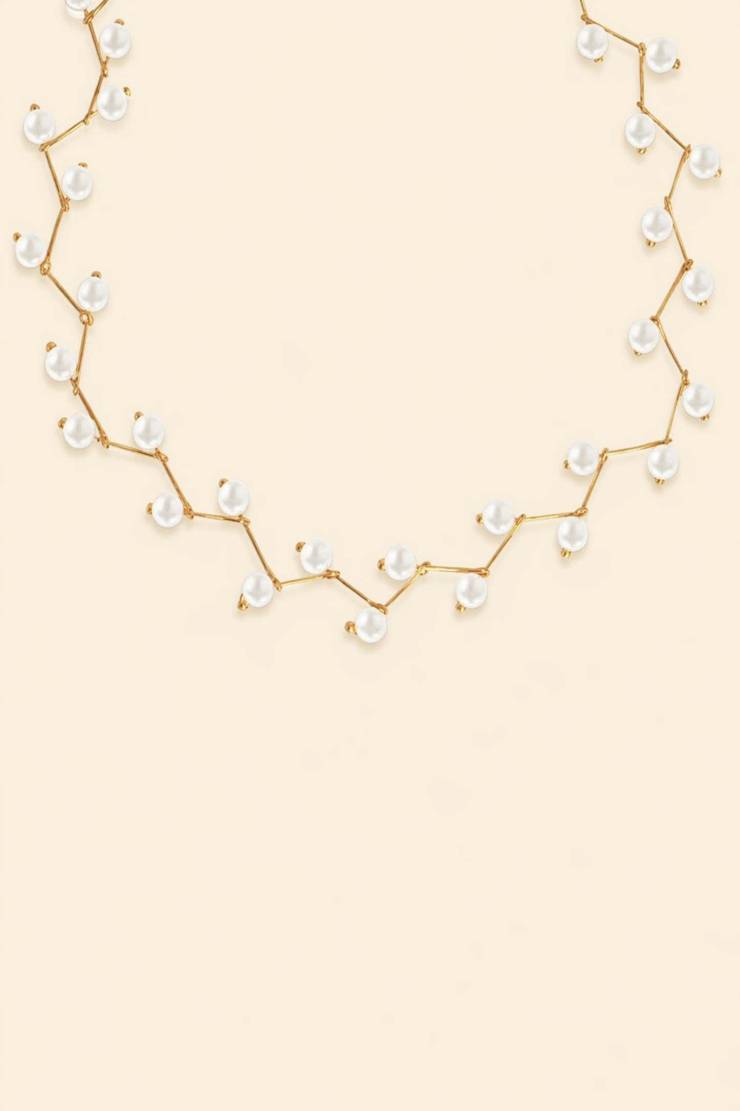 gold pearl necklace with silk fabric
