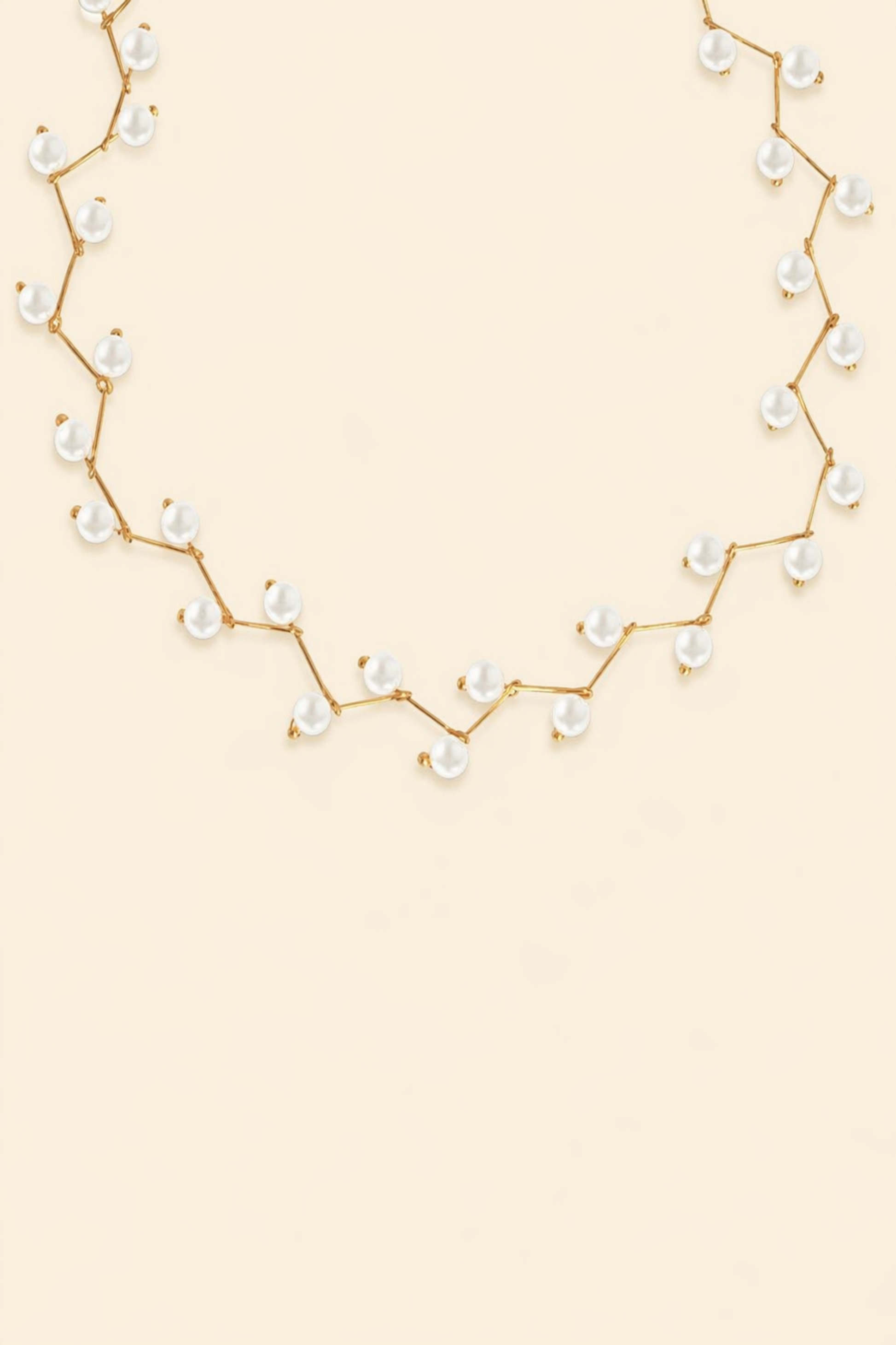 gold pearl necklace with silk fabric
