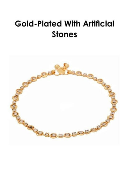 dainty gold anklet with crystal stones
