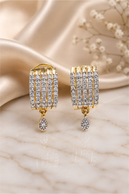 Gold Plated Hoop Earrings with layered crystal detailing