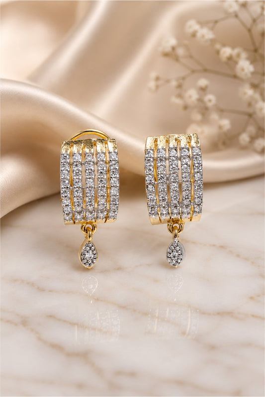 Gold Plated Hoop Earrings with layered crystal detailing