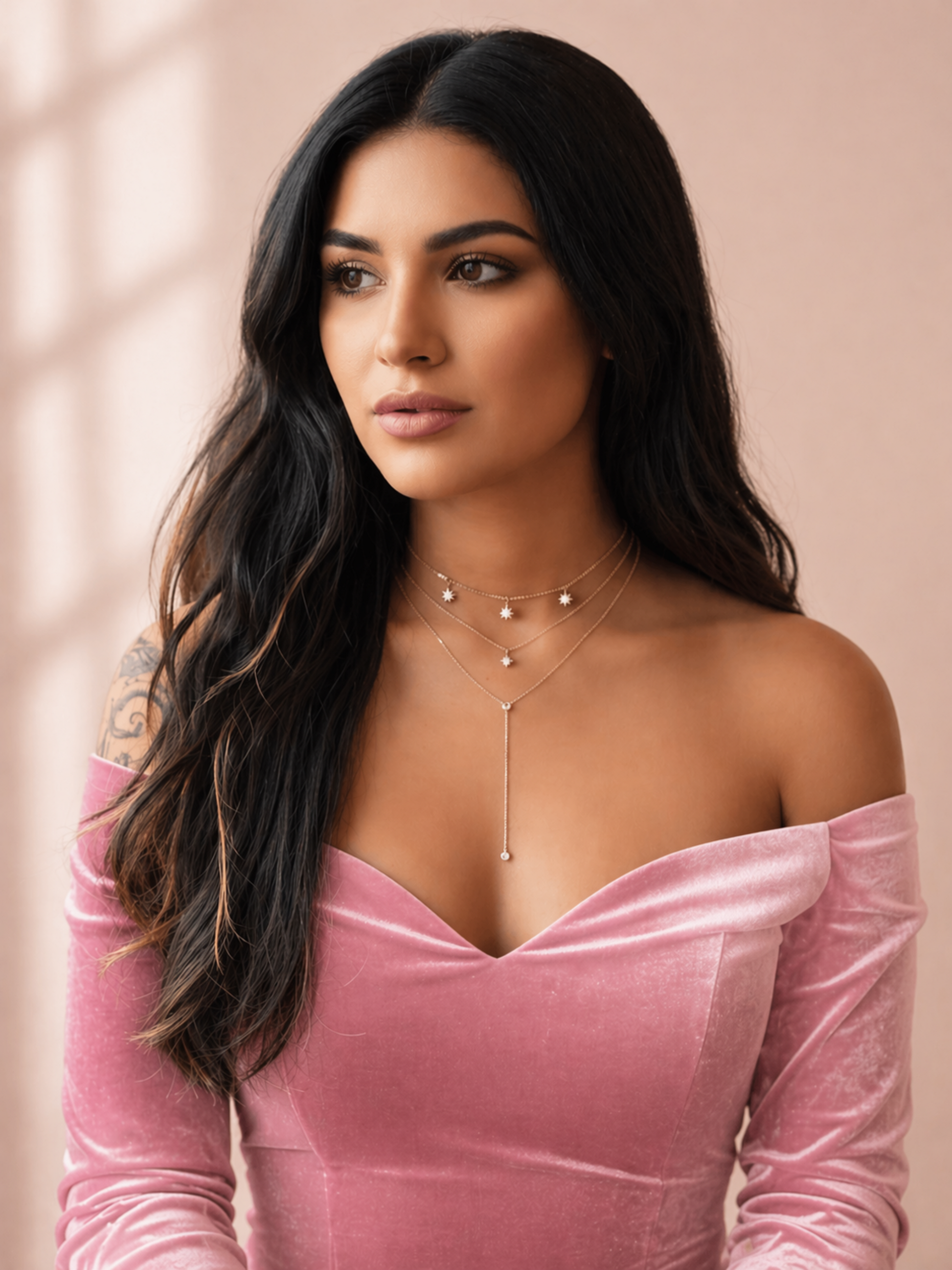 dainty gold multi layer necklace for women