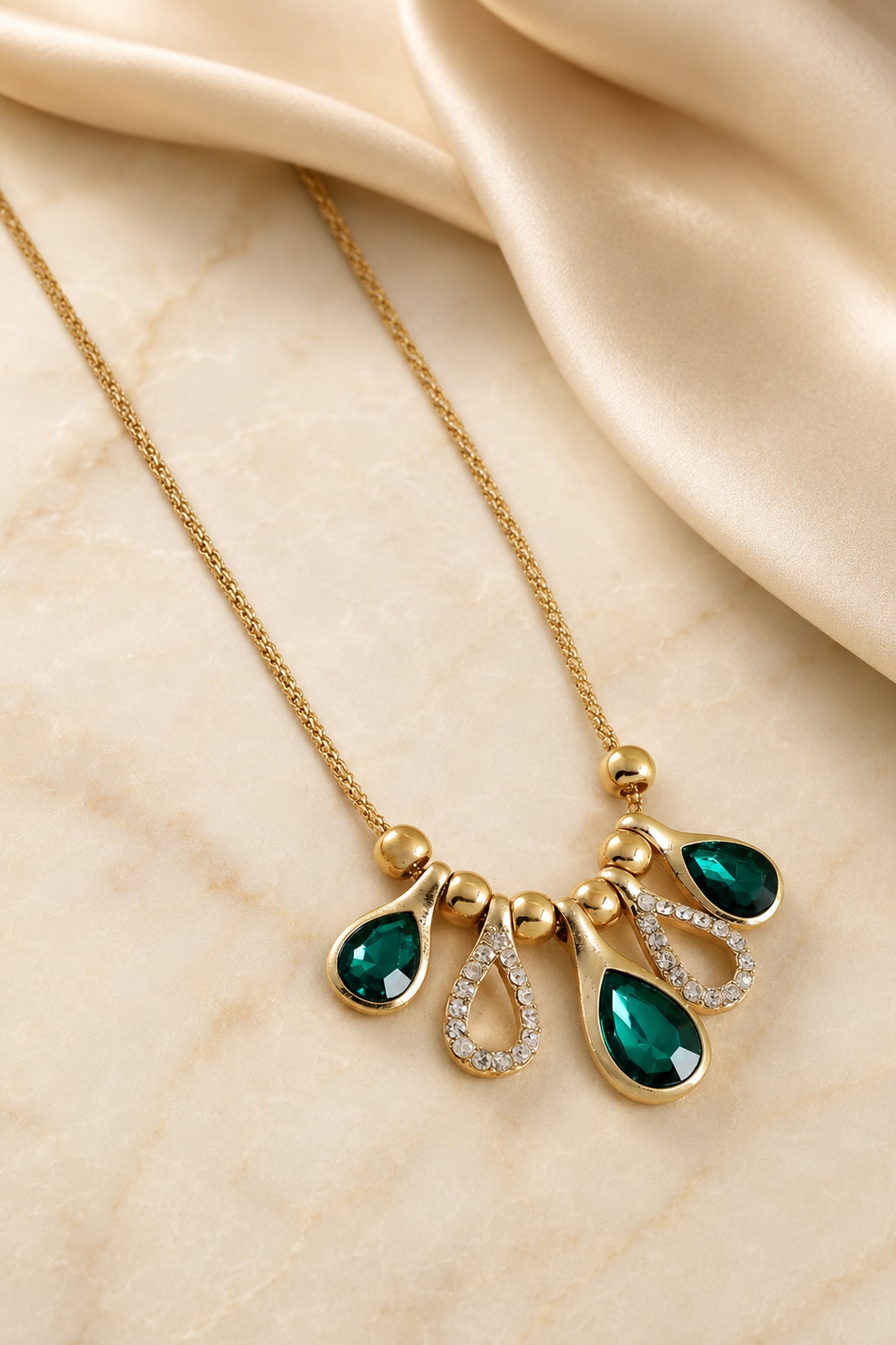 Lobster clasp and extender chain shown in close-up