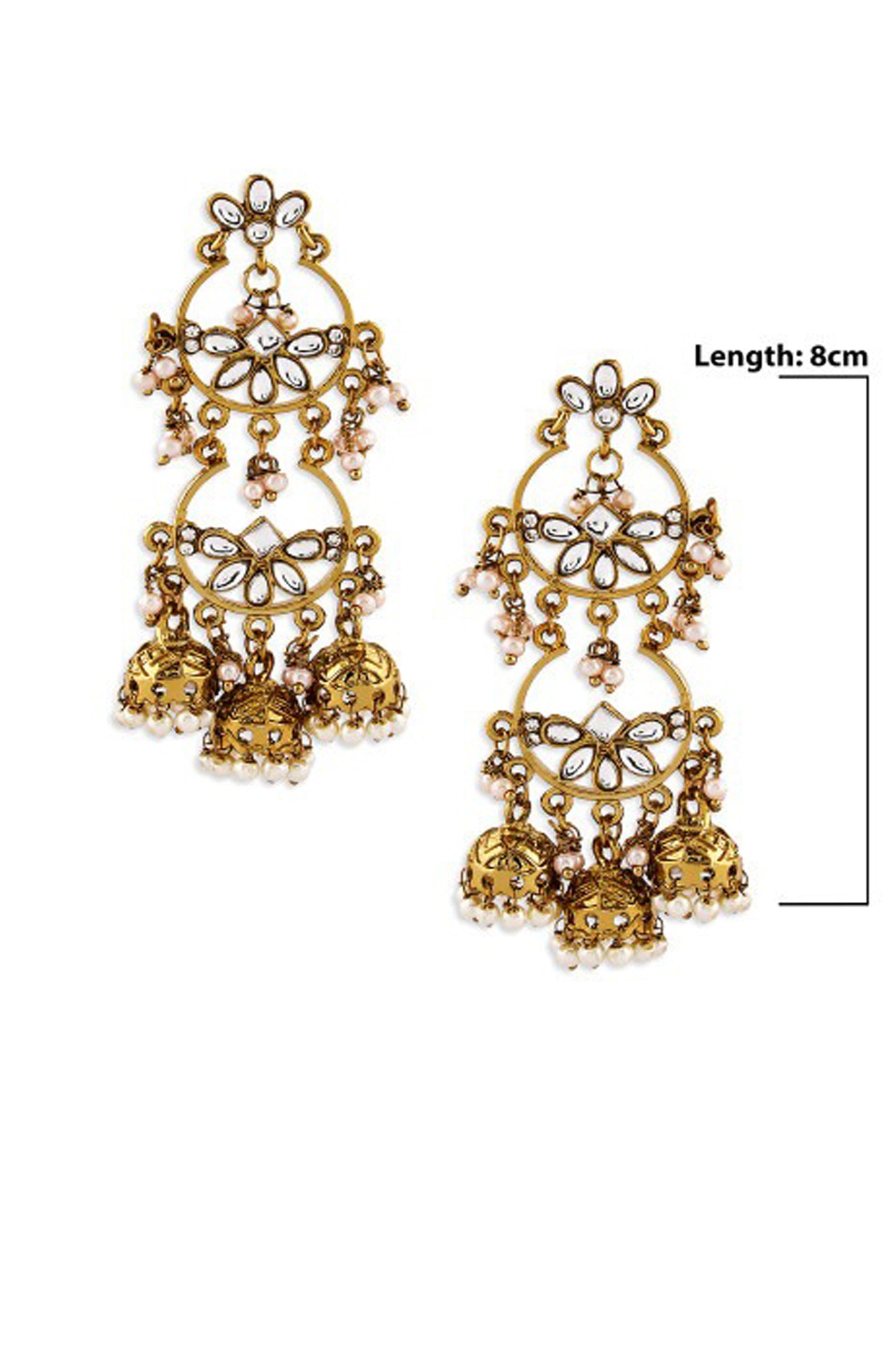 Contemporary ethnic earrings with pearl-like bead accents