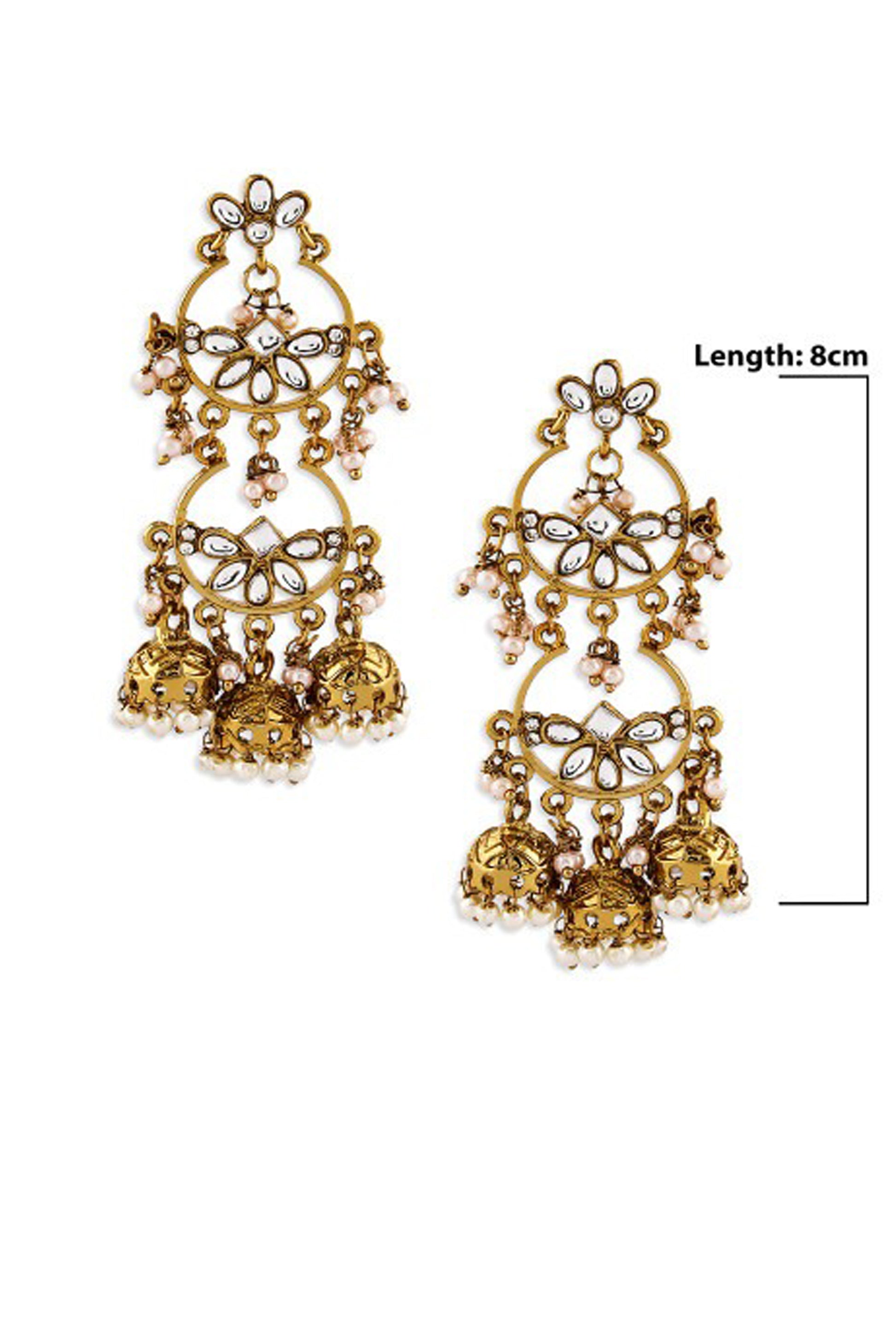 Contemporary ethnic earrings with pearl-like bead accents