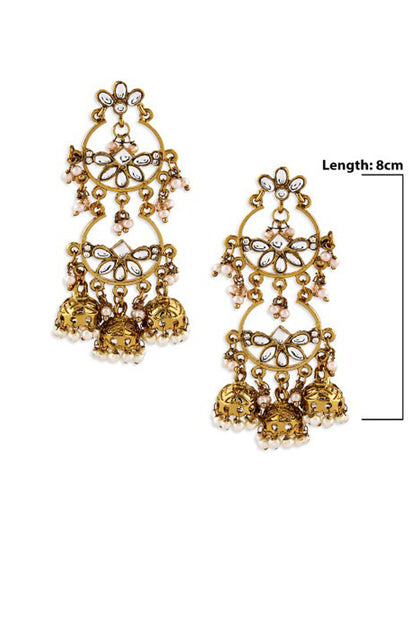 Contemporary ethnic earrings with pearl-like bead accents