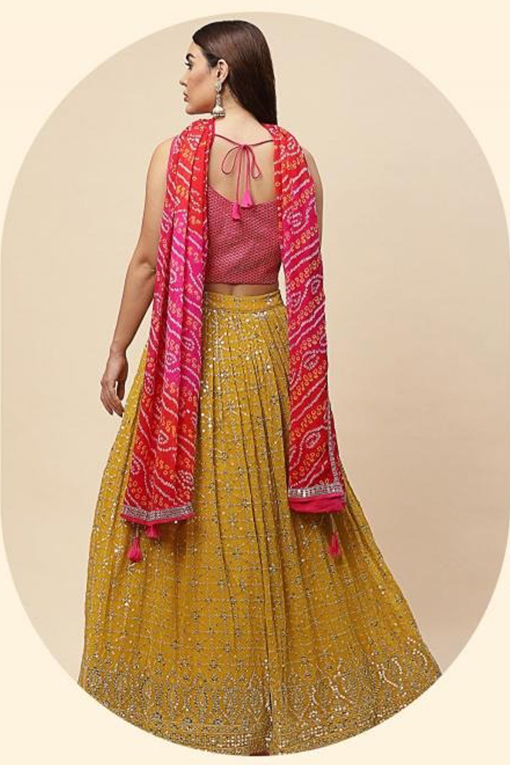 Goldan yellow lehenga choli dori embroidery festive outfit