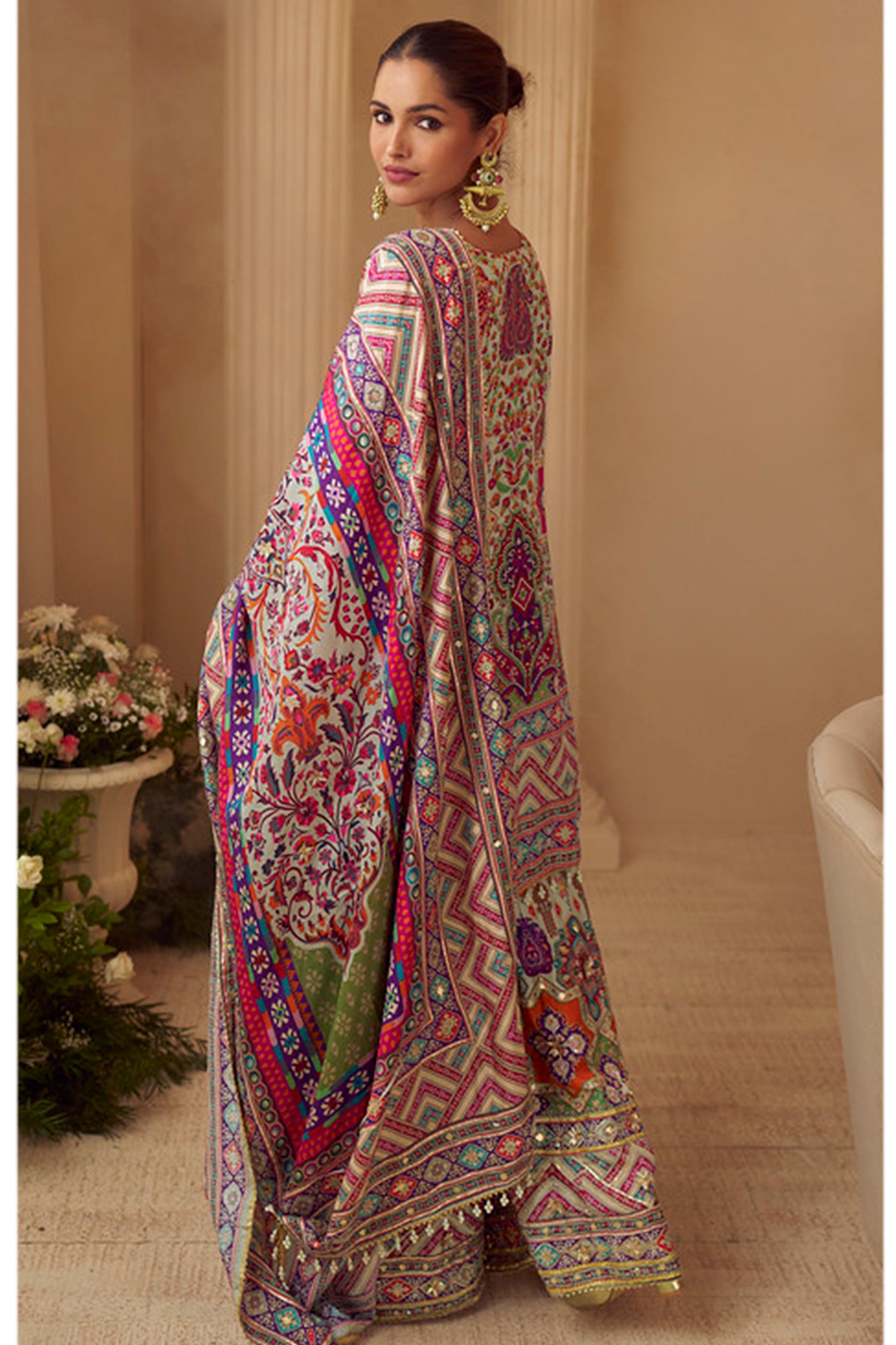 Multi color palazzo outfit styled for evening party