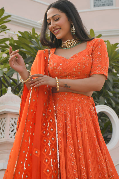 Design For Lehenga Choli with gota-patti work