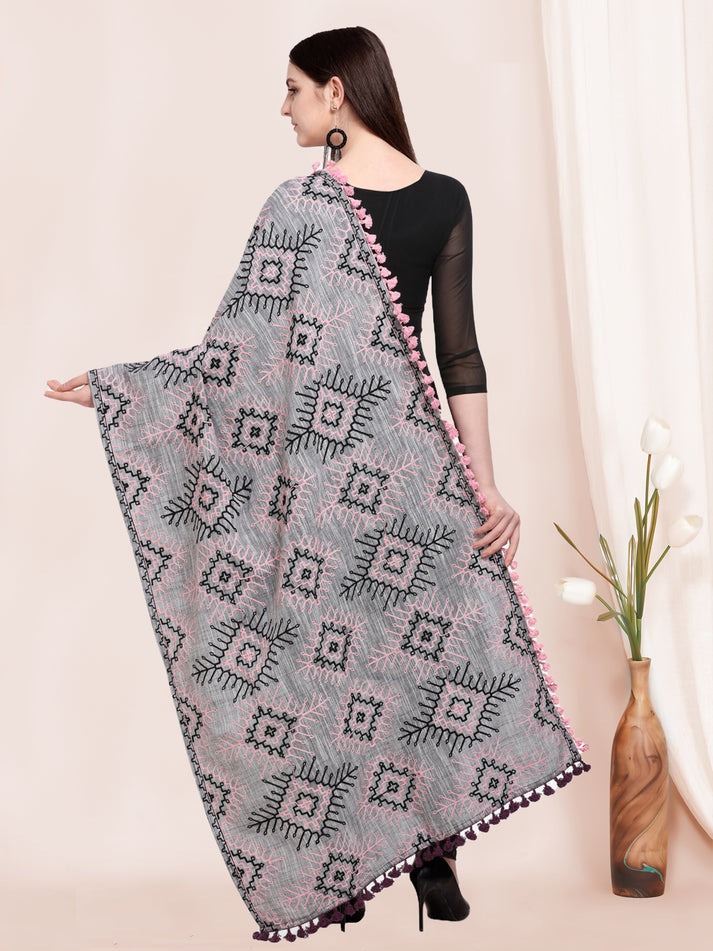 Gray shawl style dupatta for refined cultural dressing