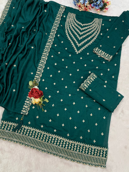 green-fancy-blooming-vichitra-fabric-texture