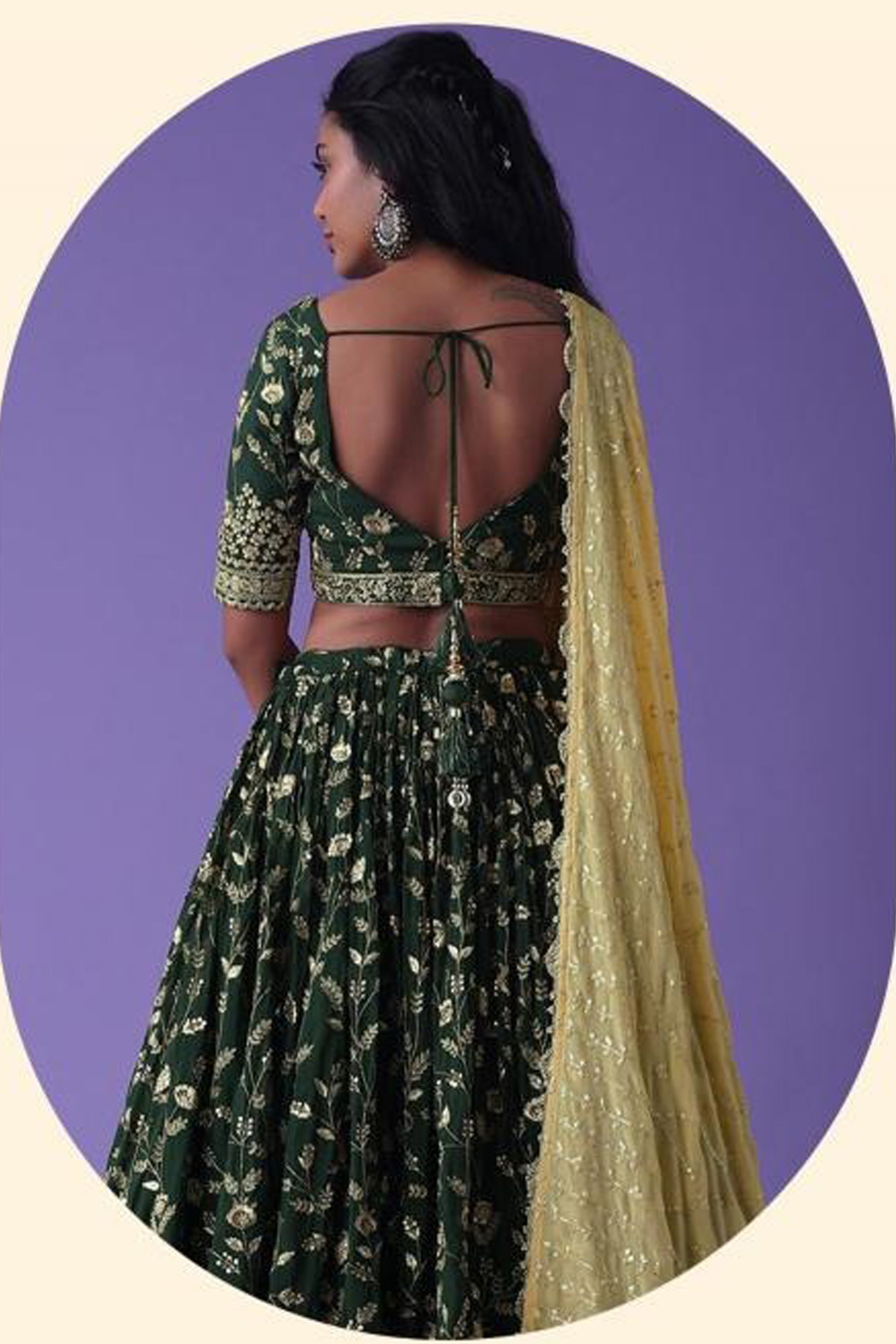 zari dori embroidery pattern on georgette fabric