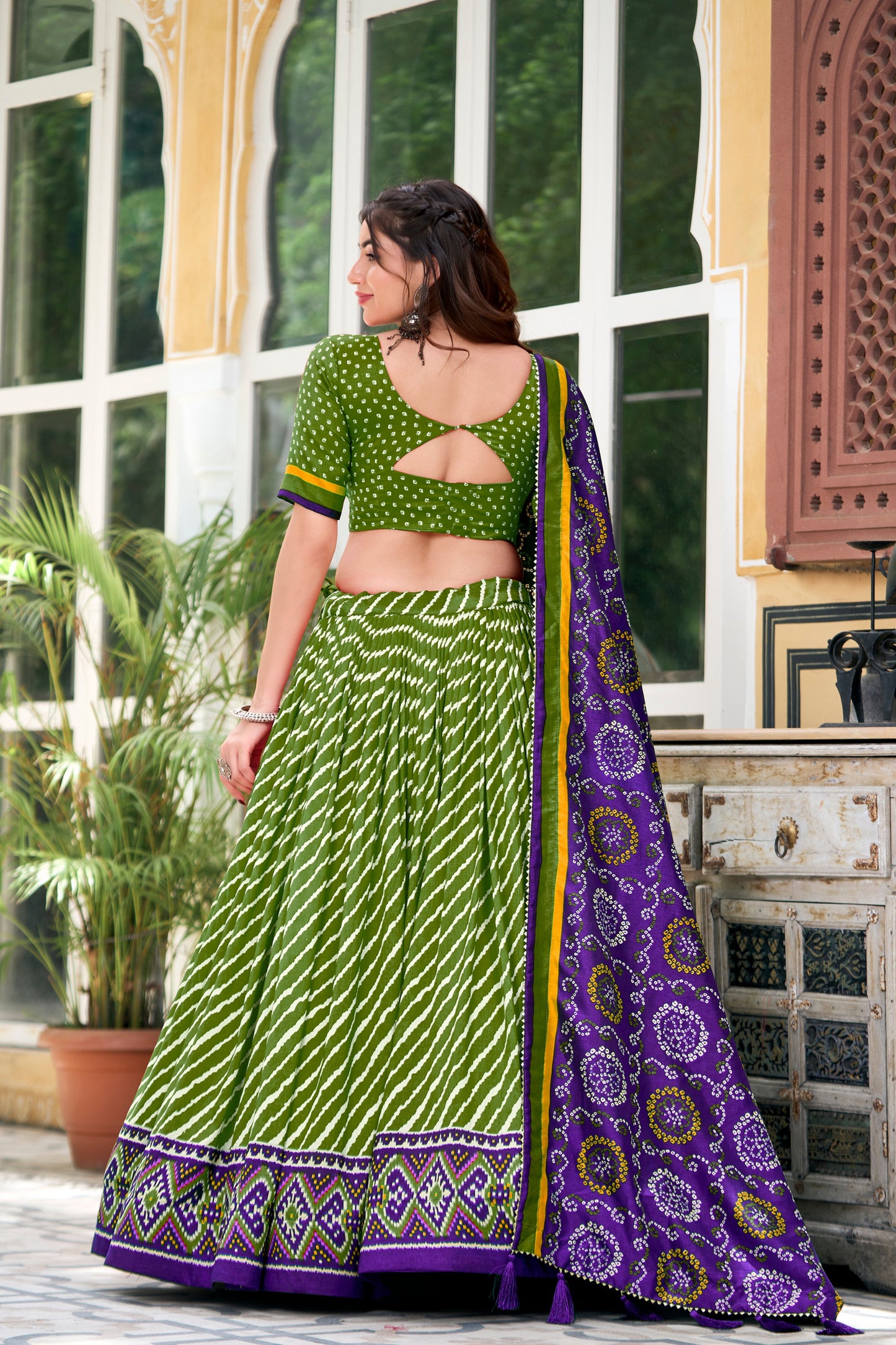 Back view of lehenga choli showing full silhouette