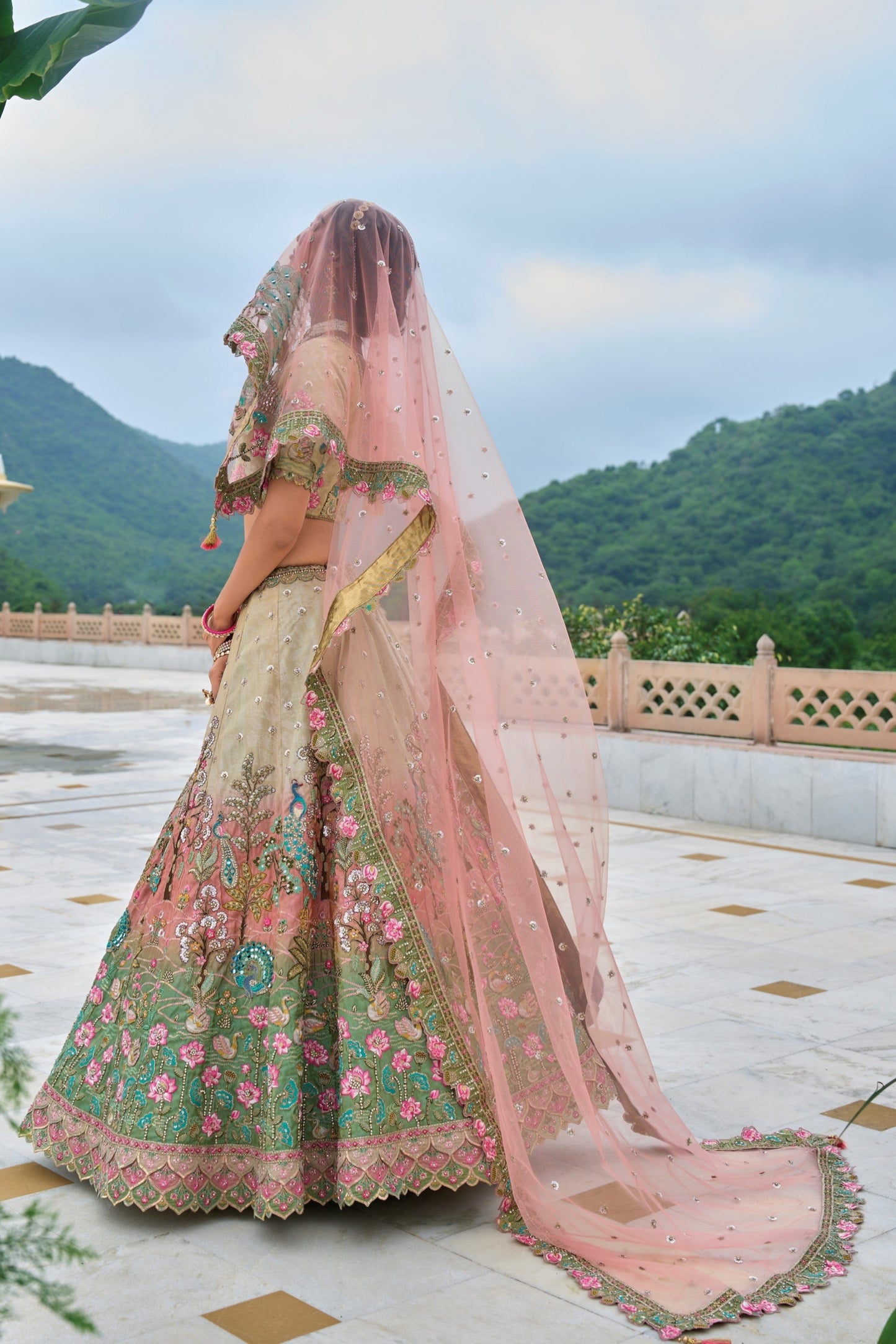 multicolor lehenga choli side angle full look