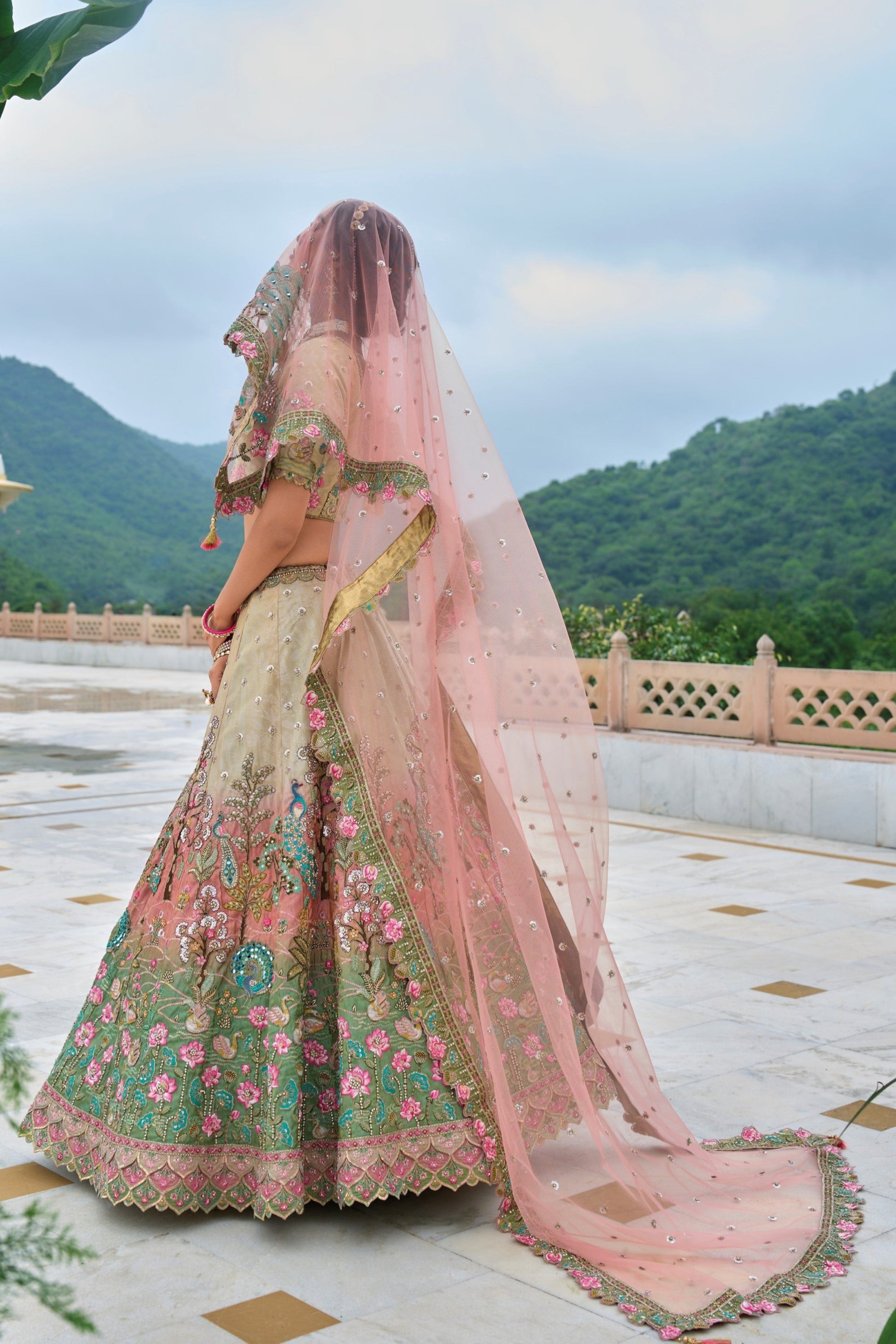 multicolor lehenga choli side angle full look