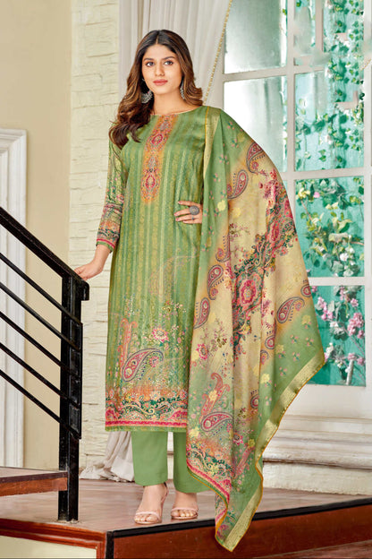 Green salwar with digital print work USA