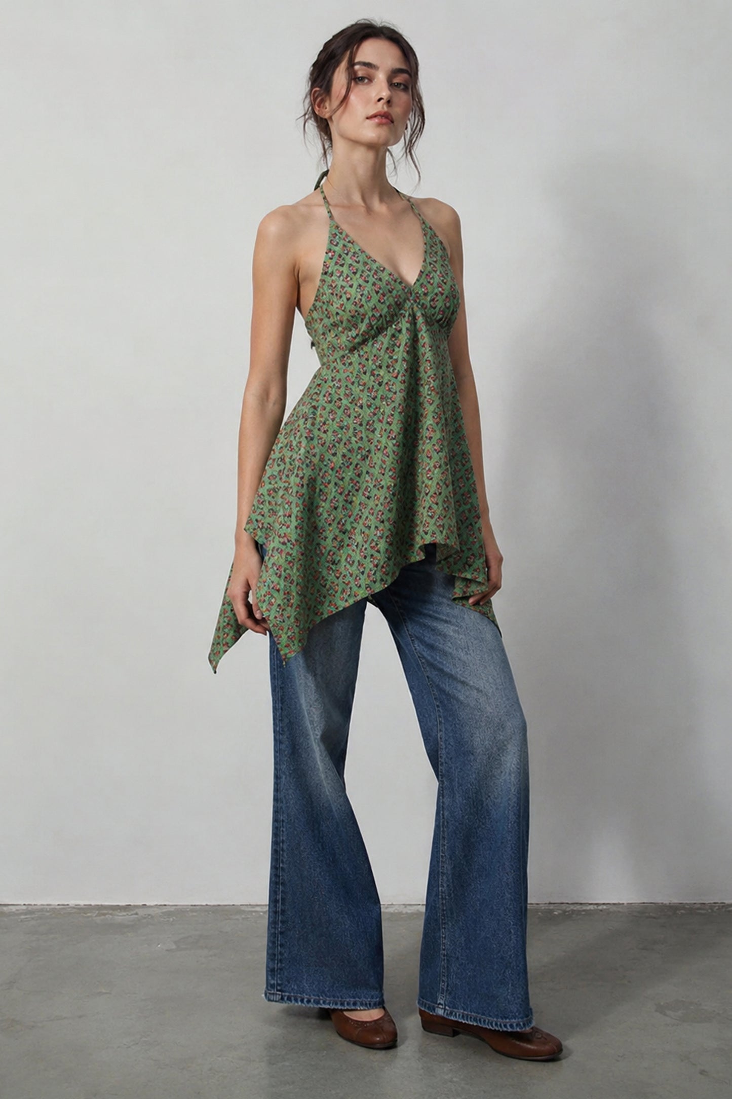Halter Neck Top resort wear ethnic print flowy cami structure