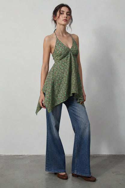 Halter Neck Top resort wear ethnic print flowy cami structure