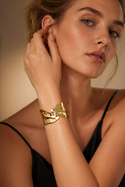 hammered texture metal cuff close-up