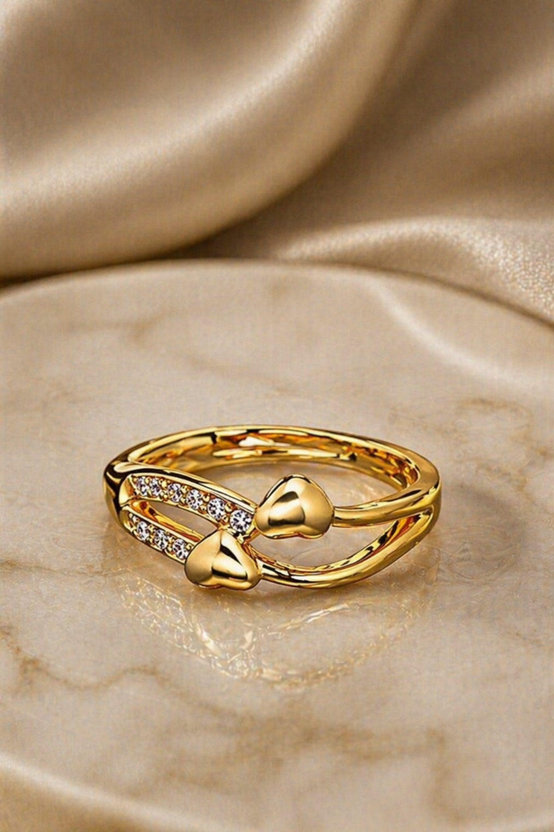 premium jewelry rings set on silk background