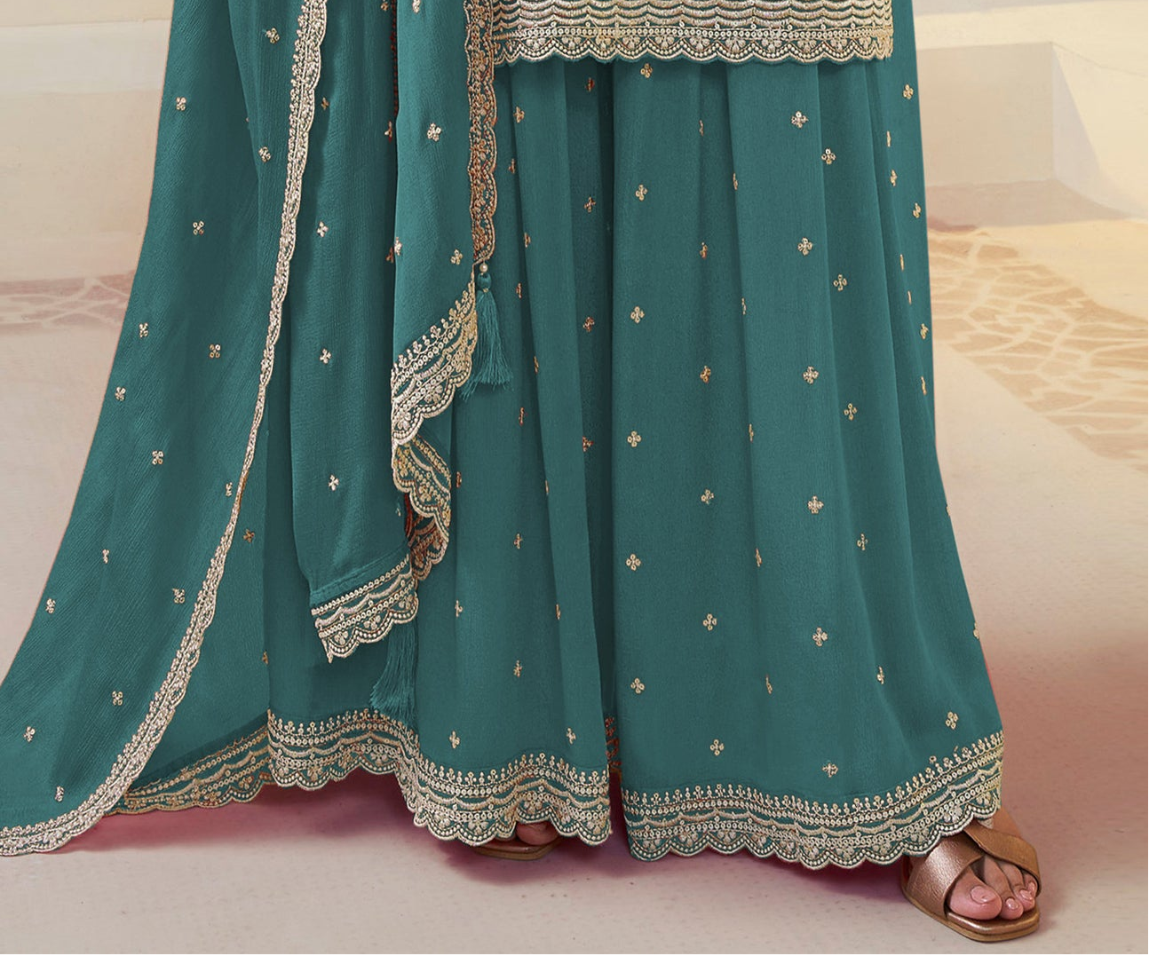 Heavy Embroidered Palazzo with soft lining for function parties