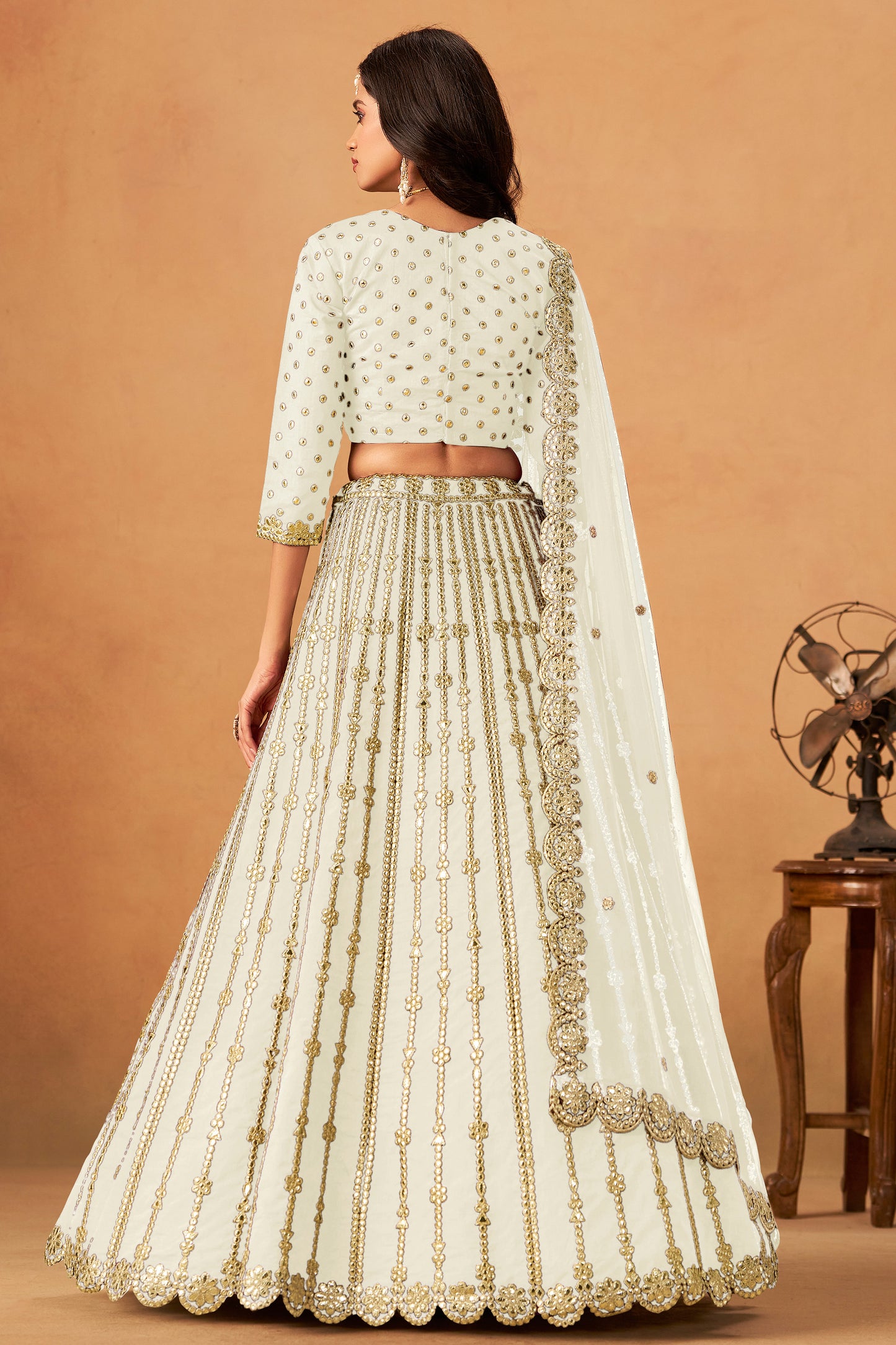 heavy embroidery work pattern on lehenga choli fabric