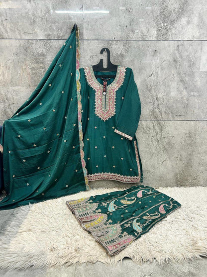 Hevay Chinon sharara outfit with embroidered detailing