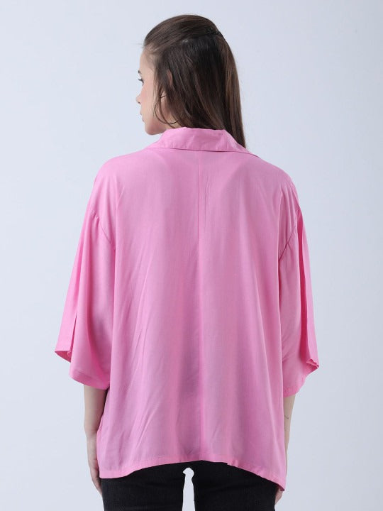 oversized shirt women back view clean structured fall