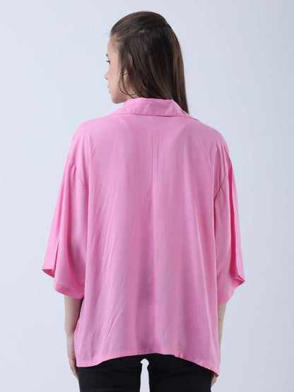 oversized shirt women back view clean structured fall