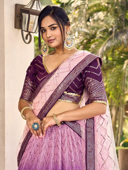 Reception styling purple lehenga with embroidery