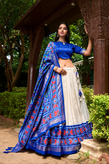 Blue indian bridal lehenga full set front view