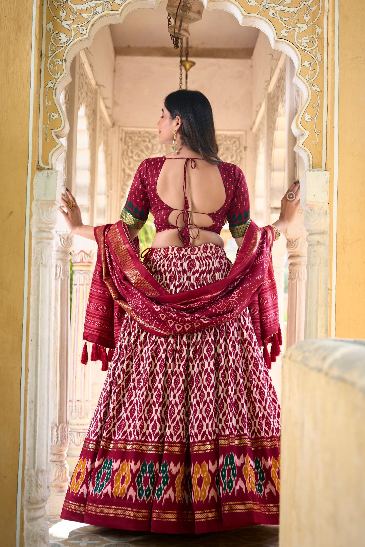 Bridal lehenga for wedding with matching dupatta drape