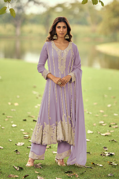 Women's Designer Lavender Georgette Palazzo Suit 