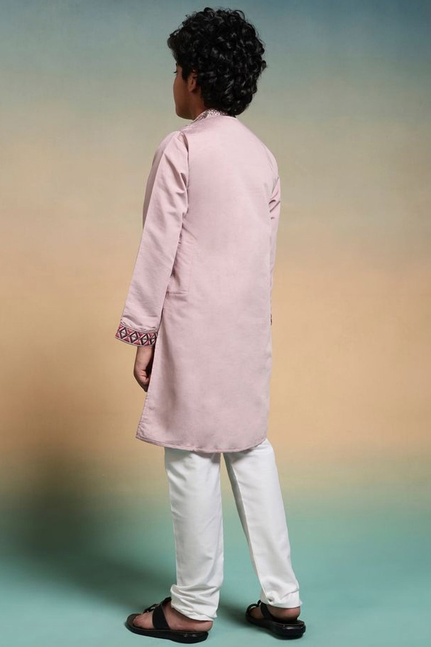 Traditional Indian Kurta For Men In Soft Pink Tone