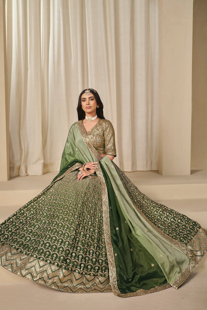 Elegant lehenga cholis styled for evening reception wear