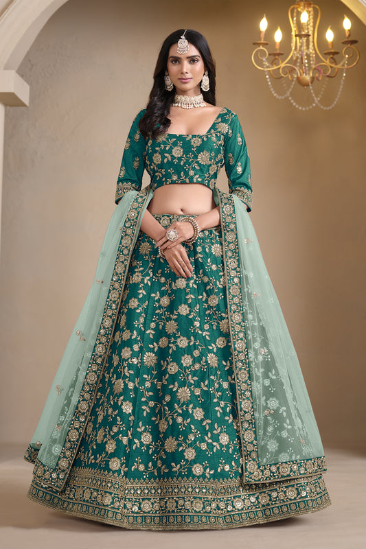 Green indian lehenga outfits lehenga choli front view