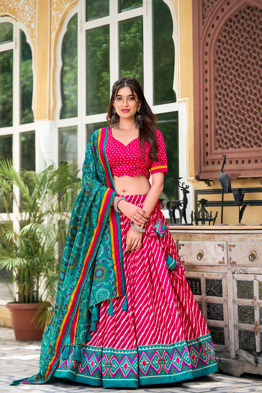 Pink indian marriage lehenga front full view