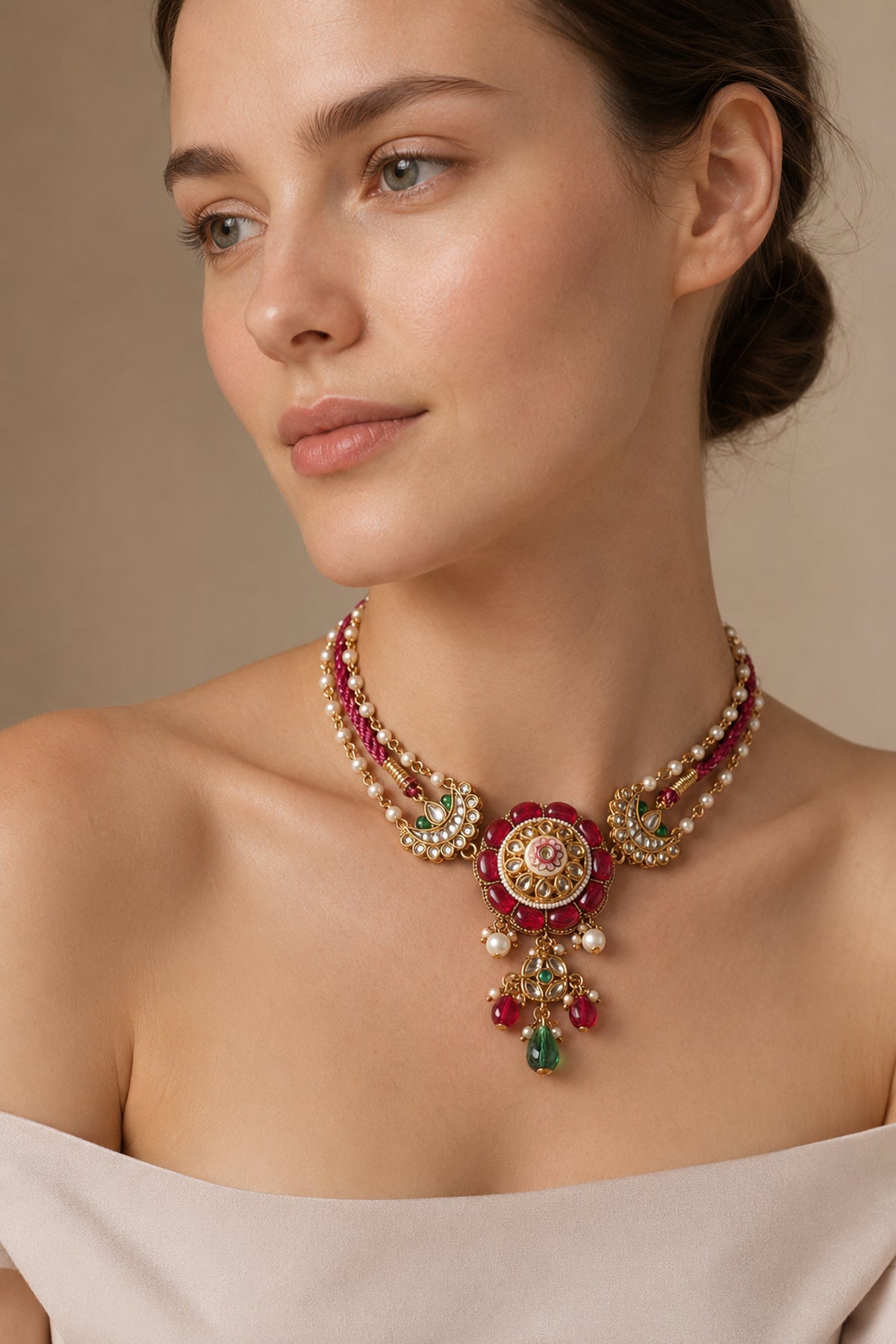 Floral details of a statement Indian necklace from SEYURI