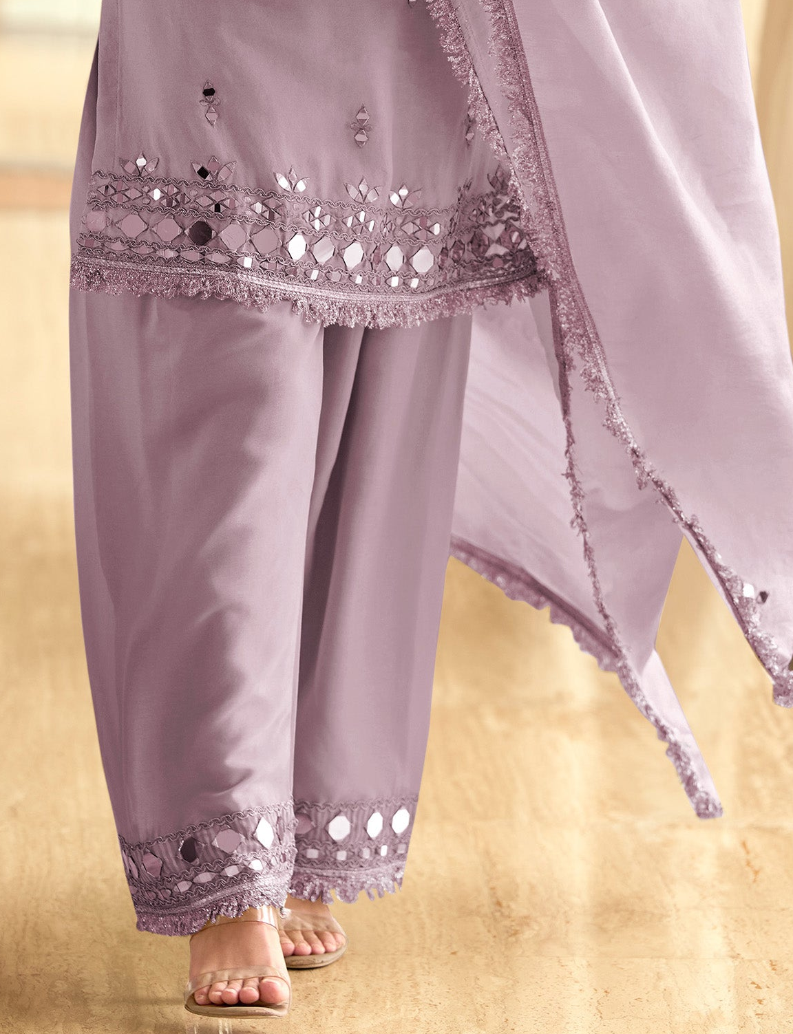 Lavender Heavy Simar Silk salwar palazzo set