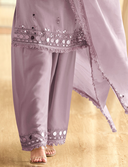 Lavender Heavy Simar Silk salwar palazzo set