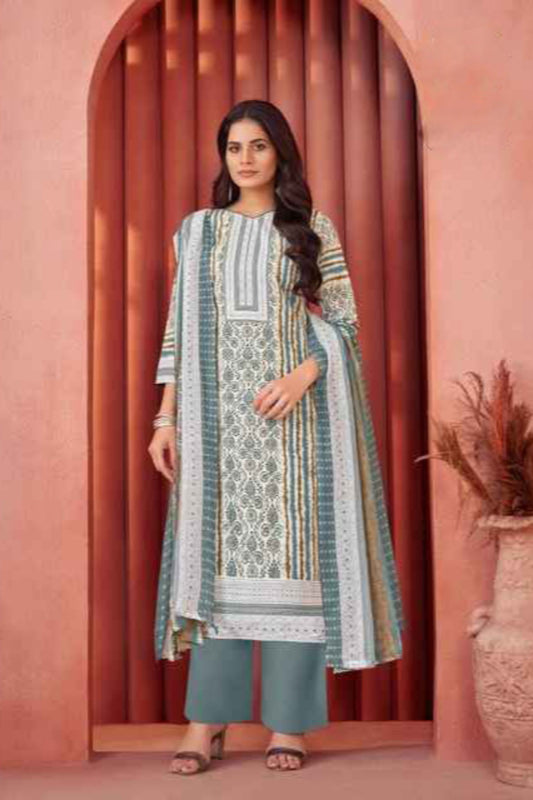 Indian Salwar Kameez In Gray Cotton For USA And UK