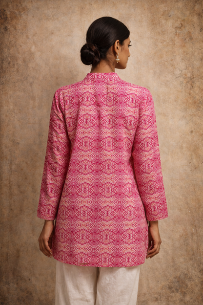 office wear women top pink minimal print styling